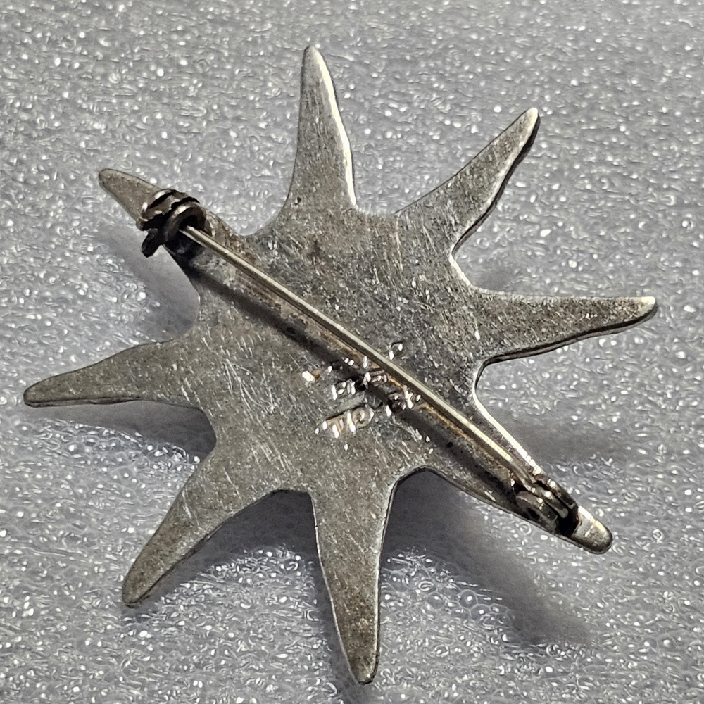 Taxco Silver Sun Face Brooch - Picture 3 of 5